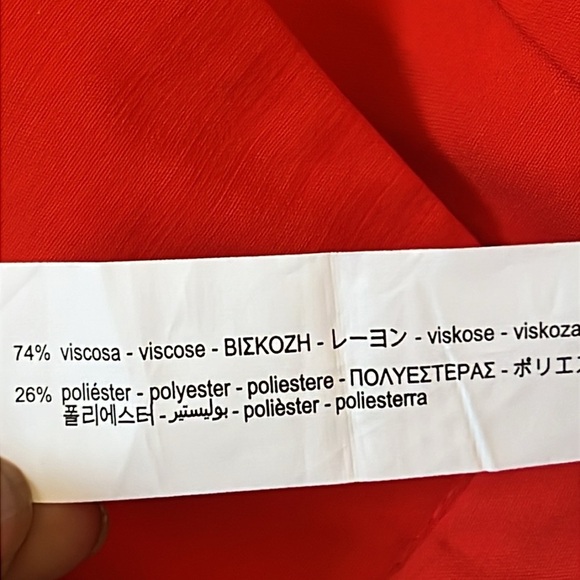 ZARA RED Cropped Cuffed TROUSERS PANTS Turn Up Hem SIZE Small - Picture 7 of 7